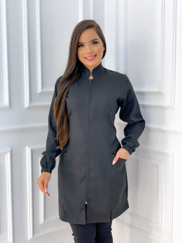 Jaleco Alfaiataria Zíper Preto