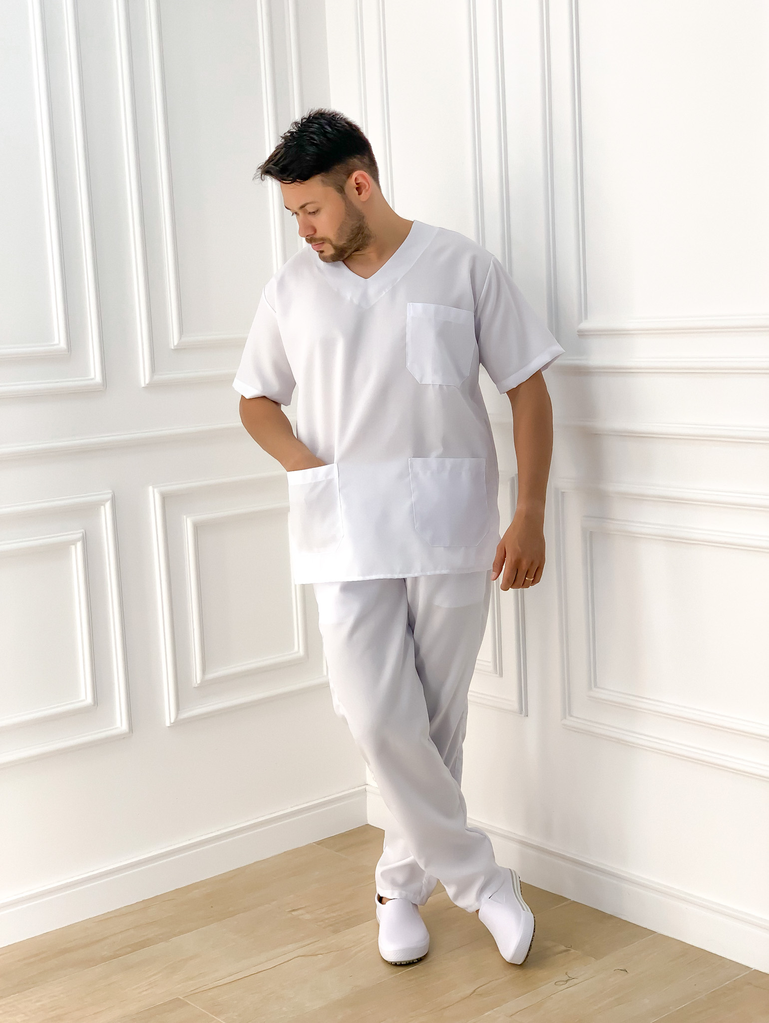 Scrubs Masculino Gabardine Branco – Yone Jalecos