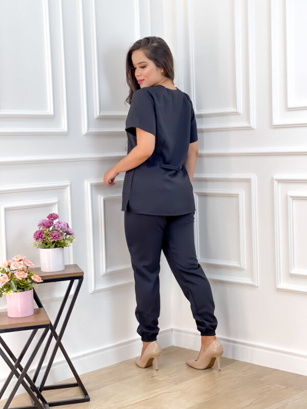 Scrubs Oxfordine Jogger com Manga Preto - Image 3