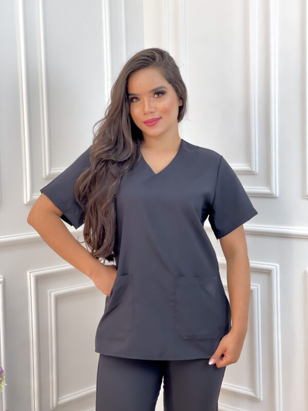 Scrubs Oxfordine Jogger com Manga Preto - Image 2
