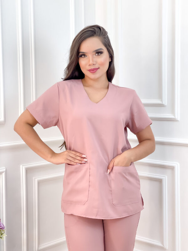 Scrubs Oxfordine Jogger com Manga Rosa Seco - Image 2