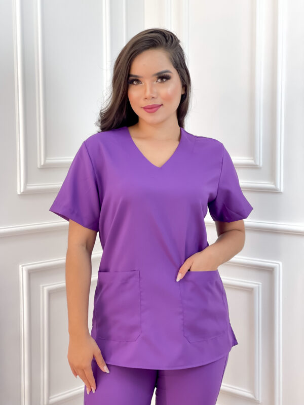 Scrubs Oxfordine Jogger com Manga Roxo - Image 3