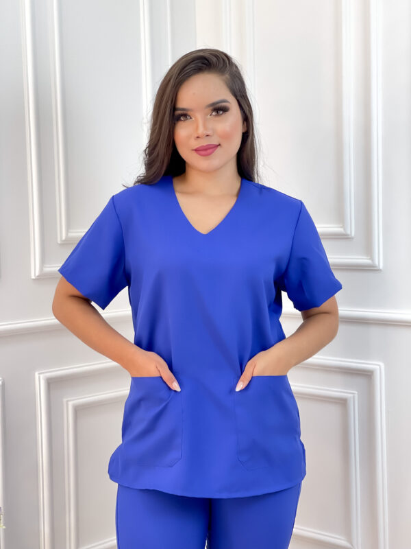 Scrubs Oxfordine Jogger com Manga Azul Royal - Image 3