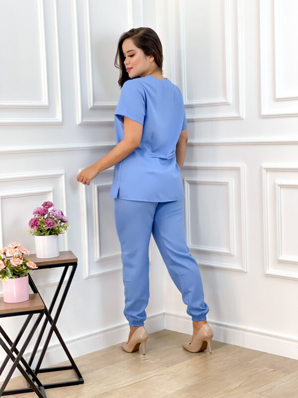 Scrubs Oxfordine Jogger com Manga Azul Céu - Image 3