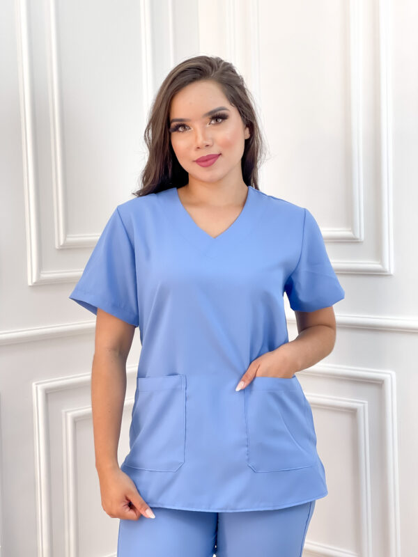 Scrubs Oxfordine Jogger com Manga Azul Céu - Image 2