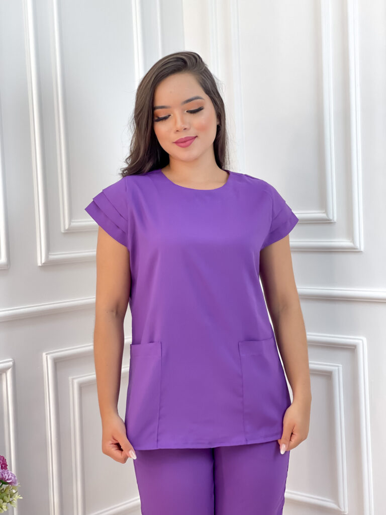 Scrub Roxo Scrubs Oxfordine Manga Dupla Roxo – Yone Jalecos