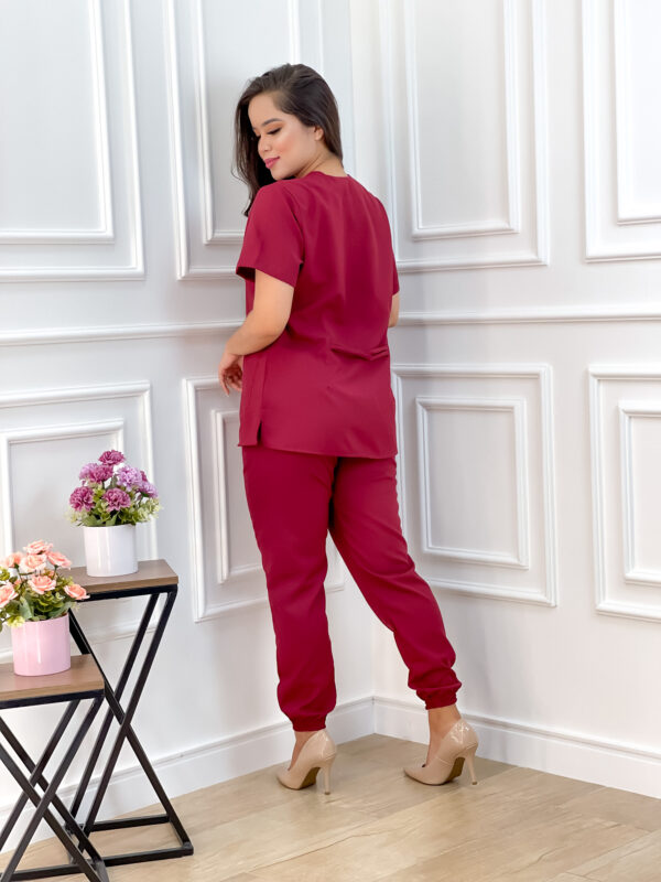 Scrubs Oxfordine Jogger com Manga Vinho - Image 3