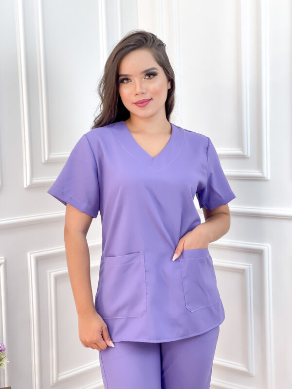 Scrubs Oxfordine Jogger com Manga Lavanda - Image 2