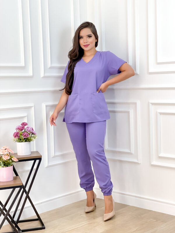 Scrubs Oxfordine Jogger com Manga Lavanda