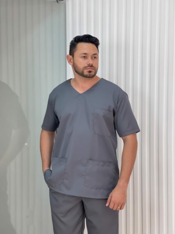 Scrubs Masculino Gabardine Cinza