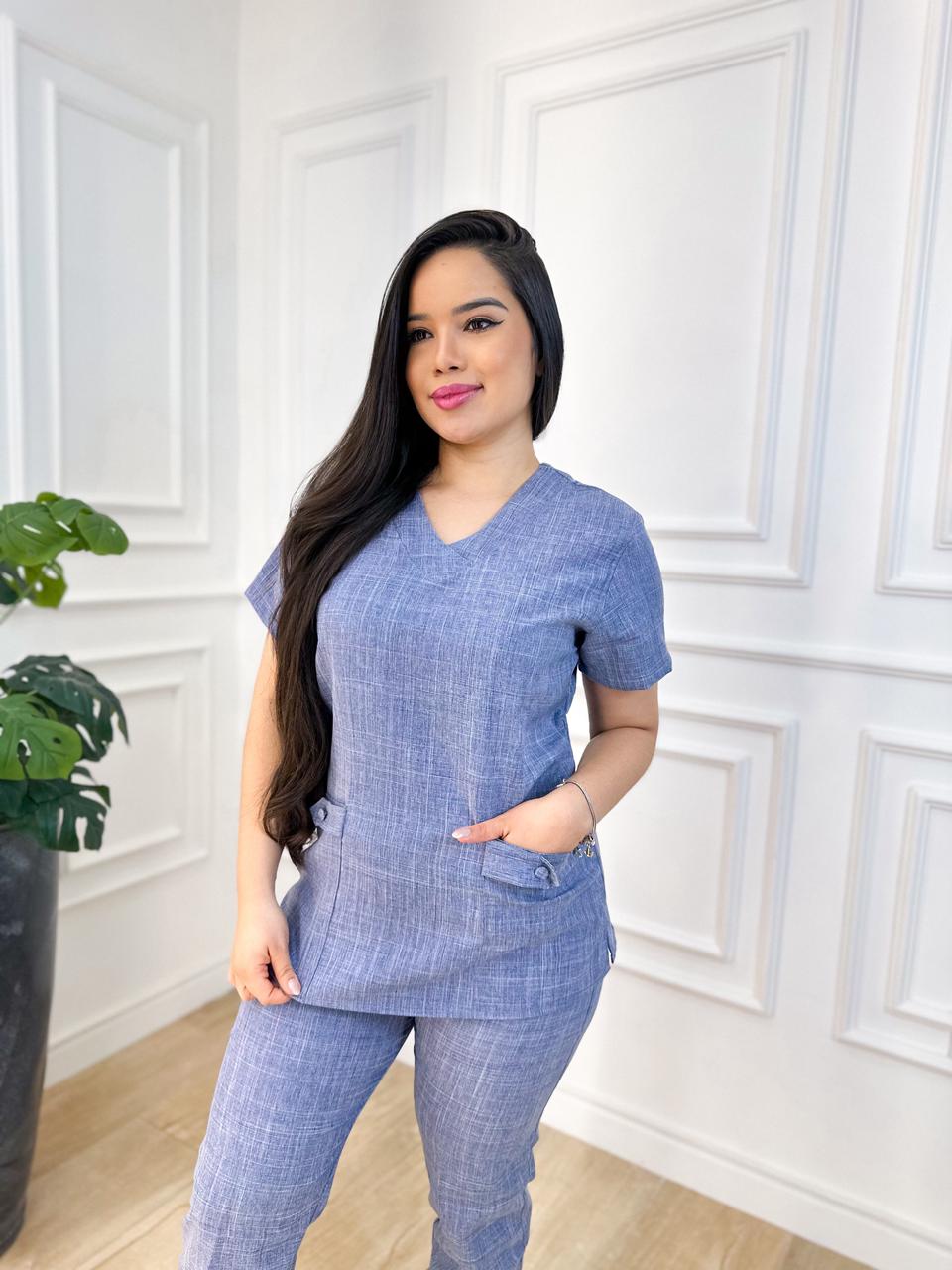 Scrubs Brenda Melange Azul Indico - Imagem 2