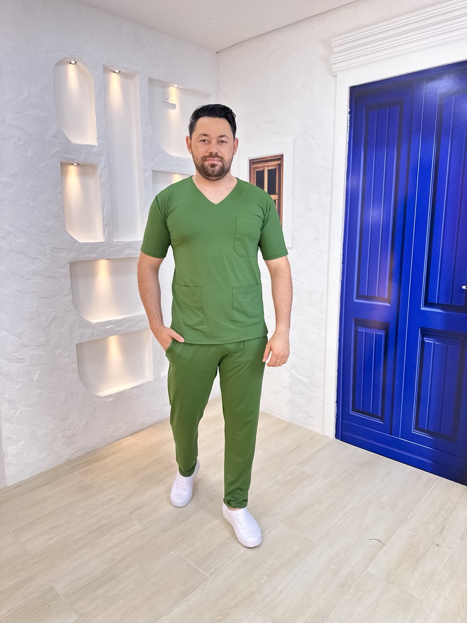 Scrubs Malha Tecnológica Masculino Verde Musgo