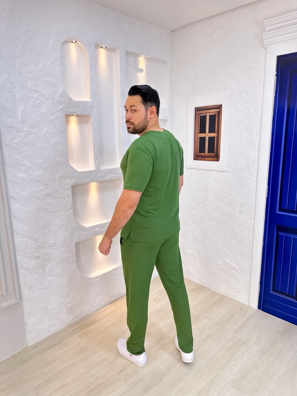 Scrubs Malha Tecnológica Masculino Verde Musgo - Imagem 3